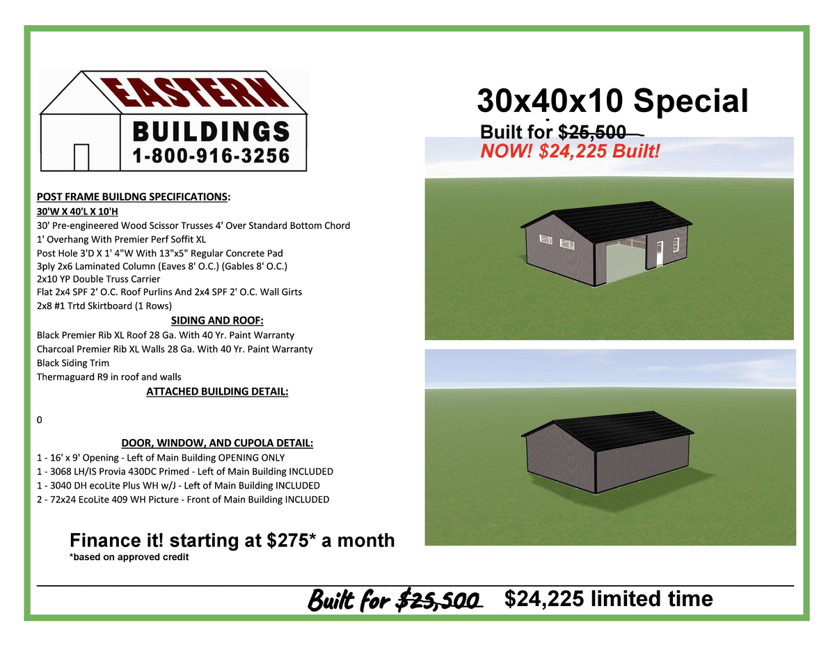 Specials for Eastern Buildings in Parkersburg, WV