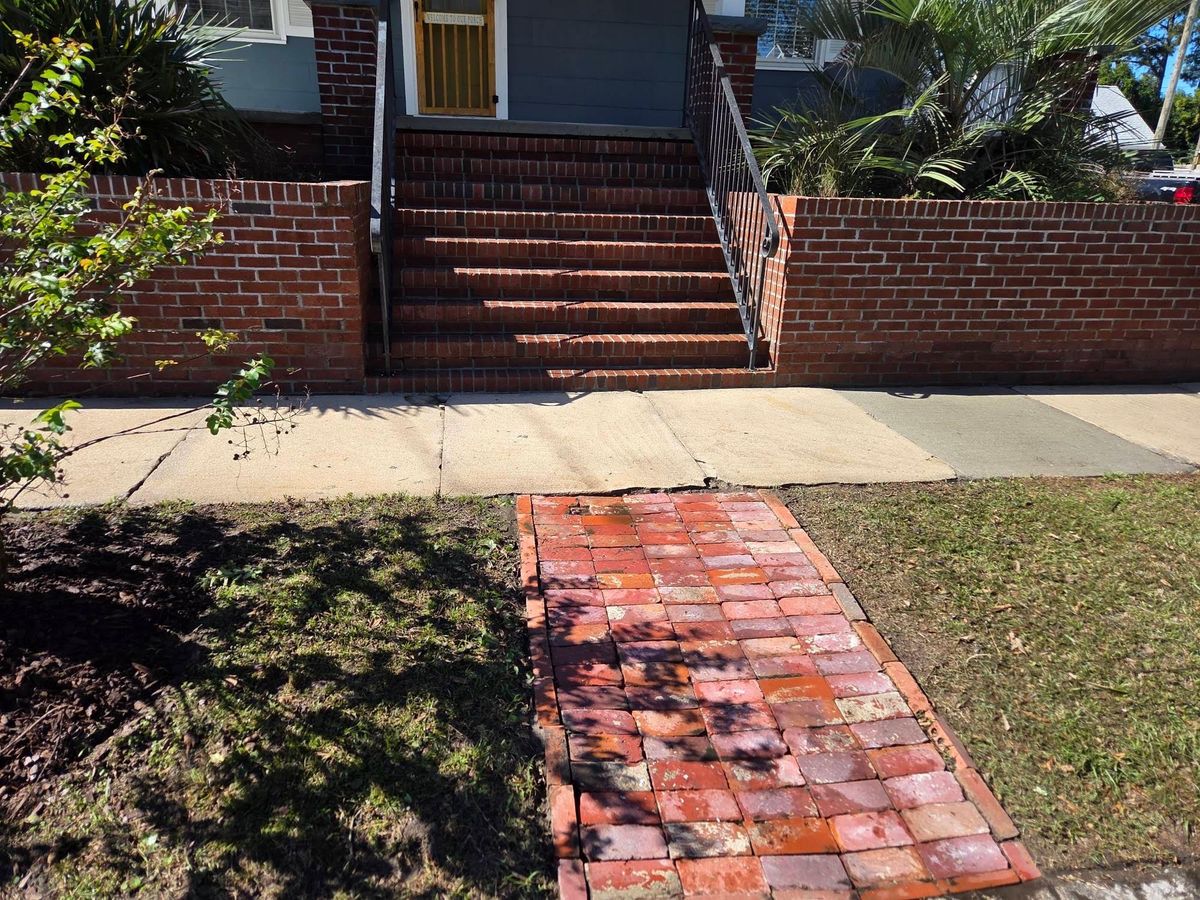 Walkway and driveway cleanup for Just Mow and Go Lawn Service, LLC in New Bern, NC