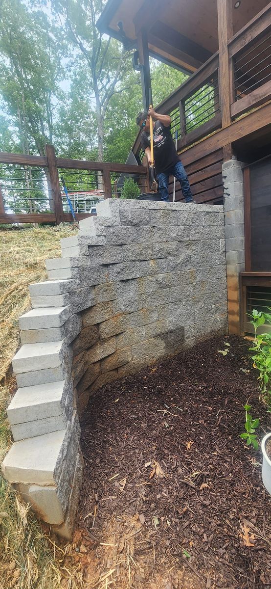 Retaining Wall Construction for JC Landscapers in Ellijay, GA