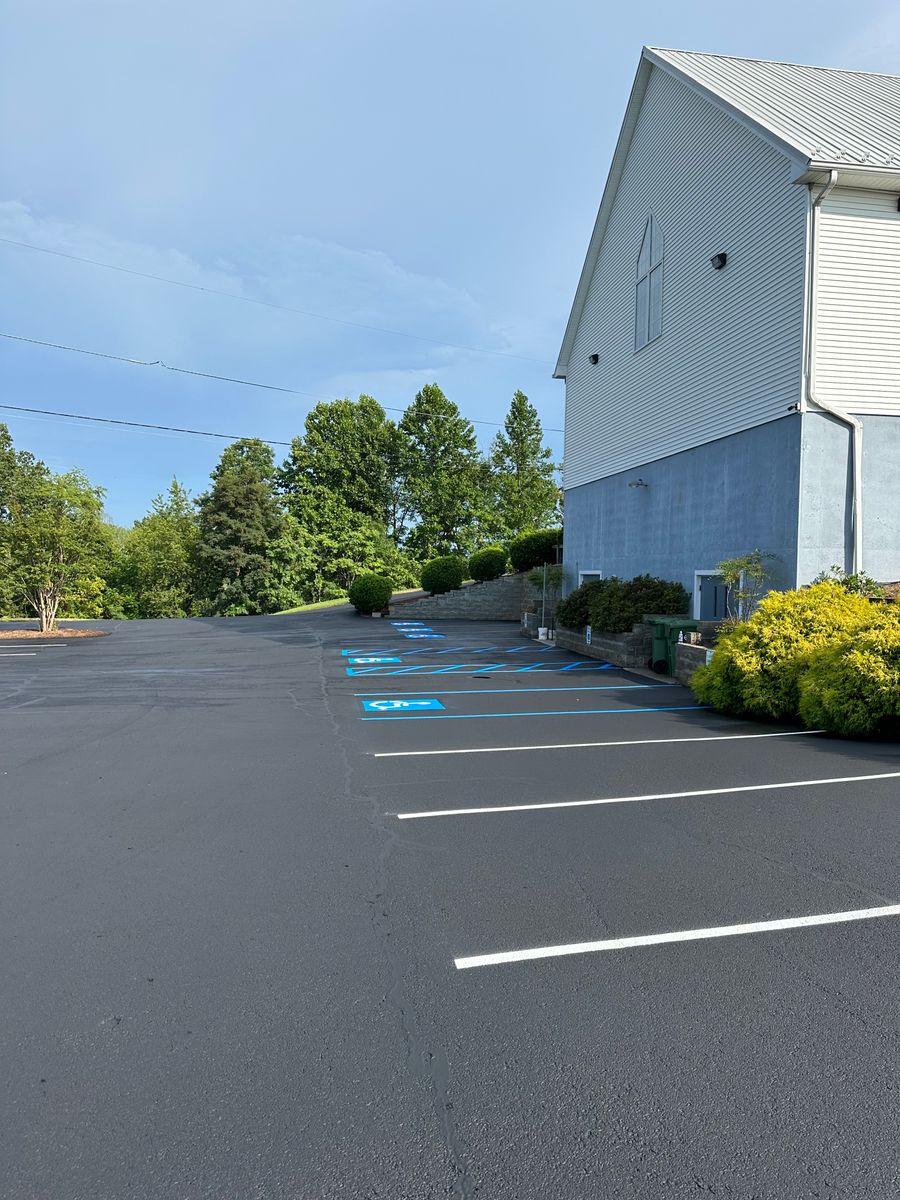 Line striping for James R Carter Paving in Roanoke, VA