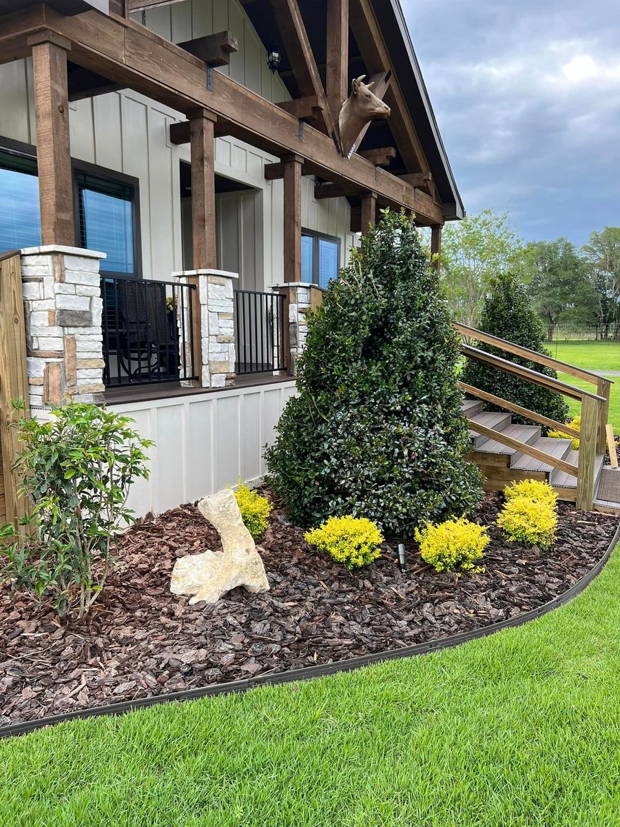 Pine Straw/Bark, Mulch, and Rock installation for Roberts Lawn & Landscape in Cross City, FL