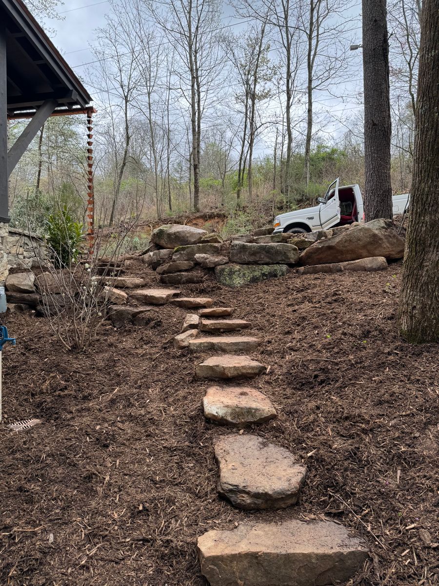 Natural Stone Hardscape for HD Grading in Swannanoa, NC