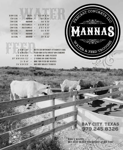 List of Water & Feed Troughs for MannaS Precast Concrete LLC in Bay City, TX