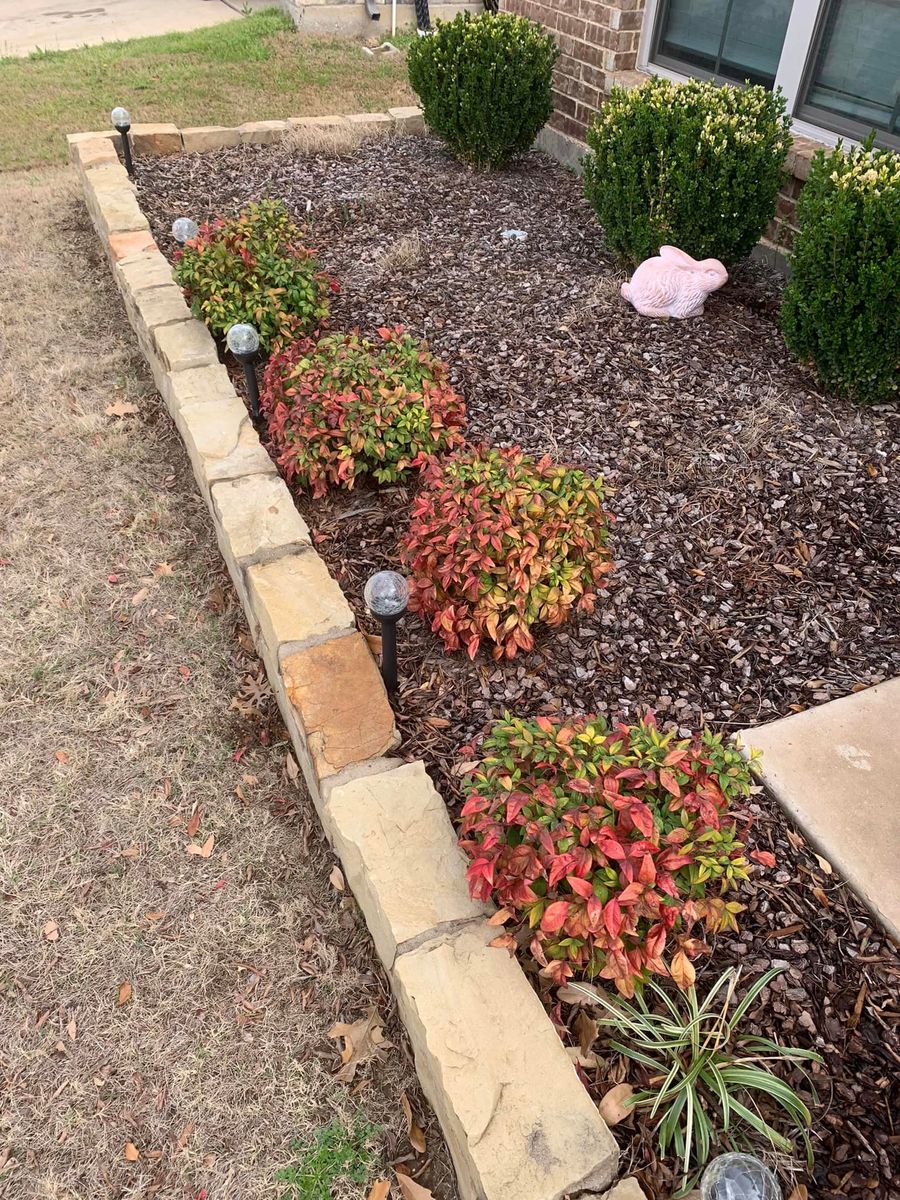 Flower Bed Construction and Sod Installation for Teague Trees & Landscaping in Rendon, TX