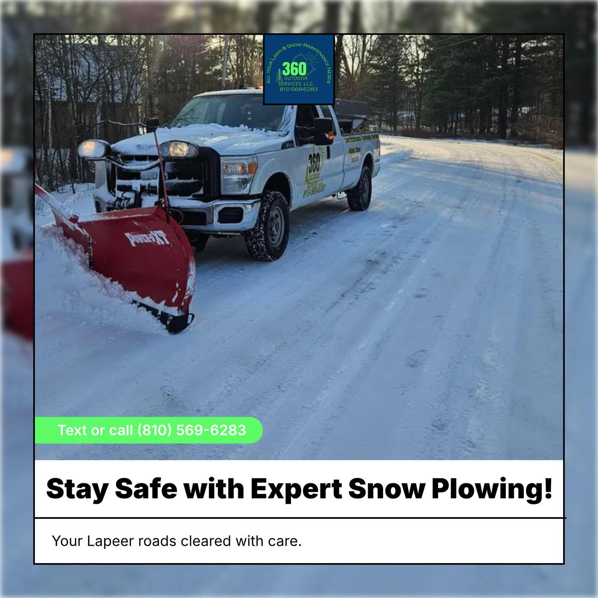 Snow Plowing for 360 Outdoor Services in Lapeer, MI
