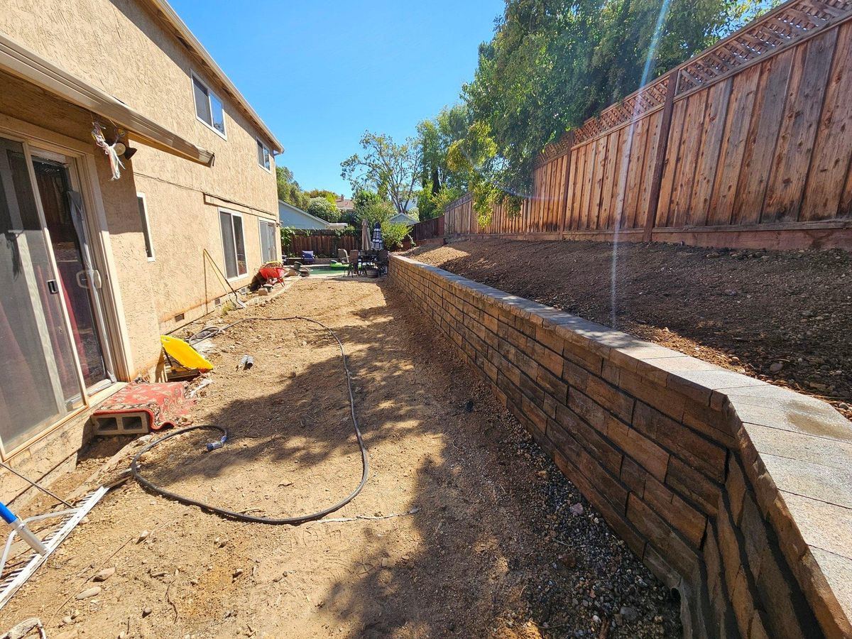 Block, Boulder and Timber Wall Construction for Martin Stanko Landscape Construction in Livermore, CA