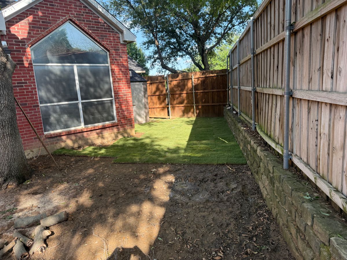 French Drain and Down Spout Drainage Systems for Light It Up AV and Turf in Keller, TX