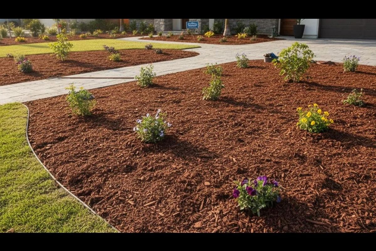 Mulching and pine needling for Holloway Yard Company in Greensboro, NC