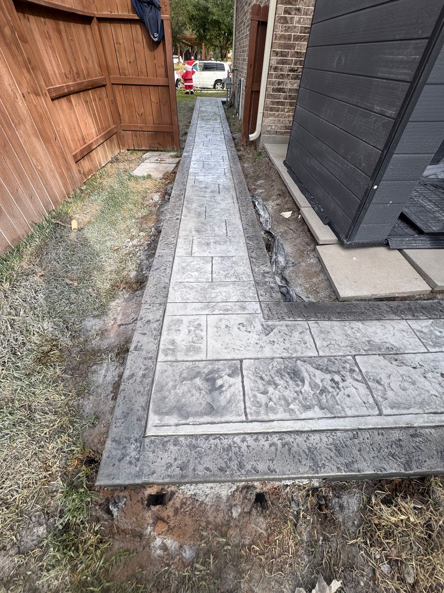 Stamped Concrete Installation for NG Concrete Services in Houston, TX