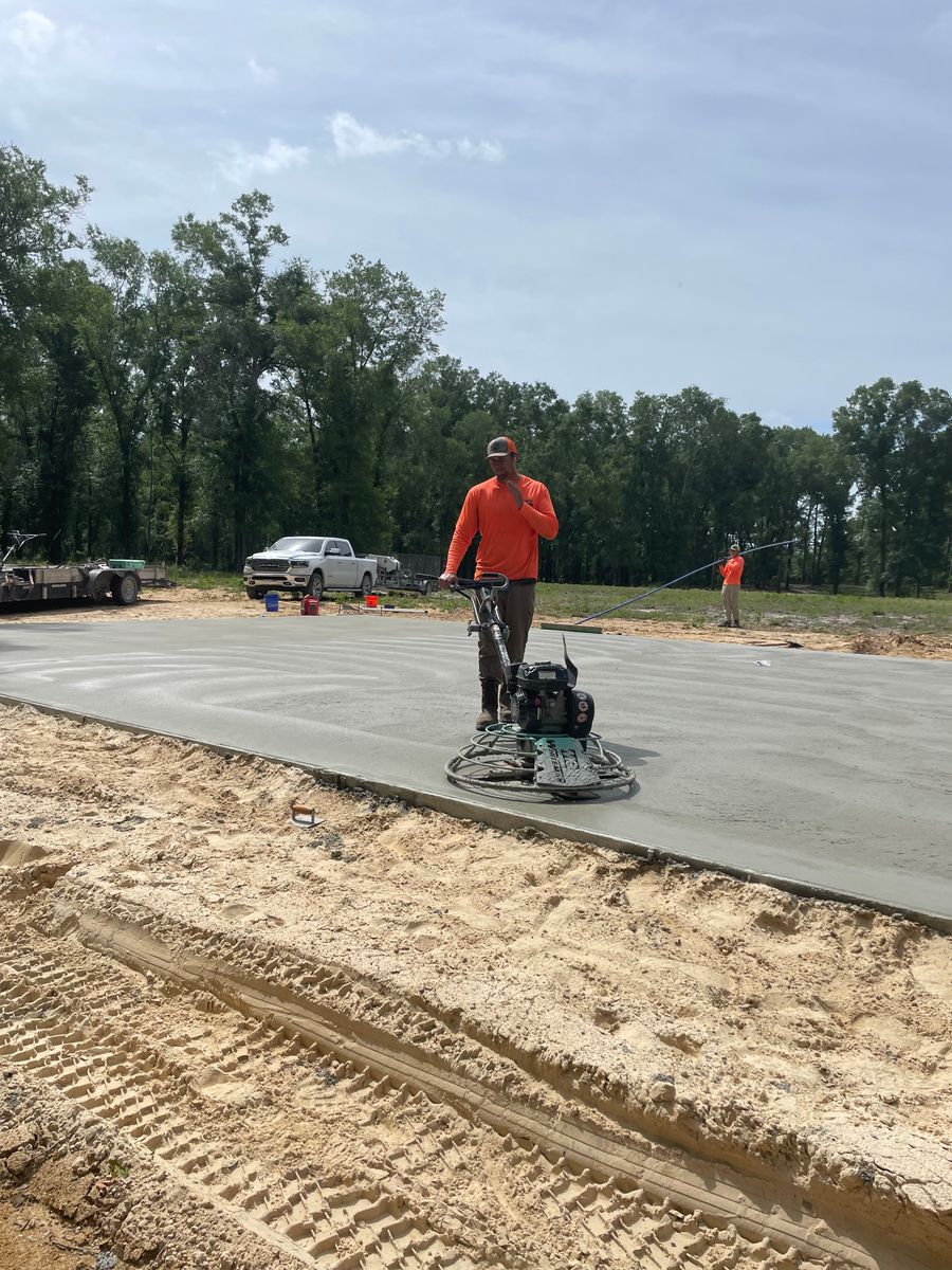 Concrete Slab Construction for Cameron Enterprises in Live Oak, FL