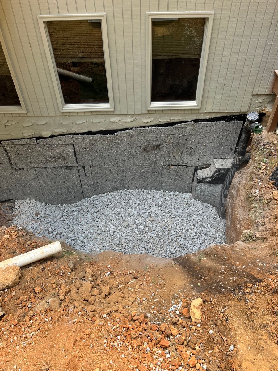 French drain and foundation waterproofing for J.P Landscaping and excavation in Chattanooga, TN