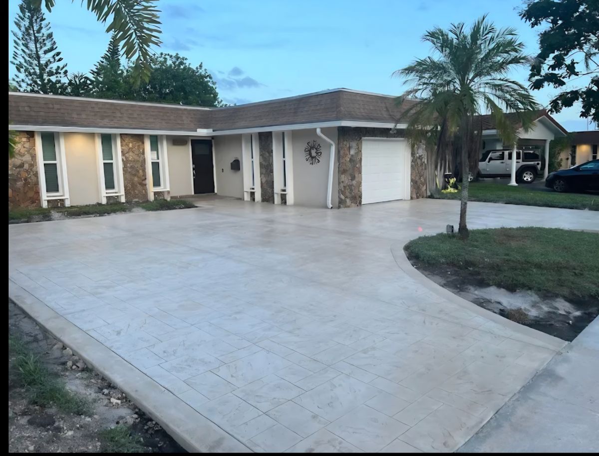 Stamped Concrete Installation for Beautiful and Affordable Stamped Concrete by Castilla Concrete Finish Design Corp in Sunrise, FL