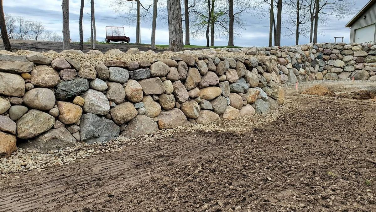 Retaining Wall Construction for Michiana Boulders Landscaping & Excavating in Granger, IN