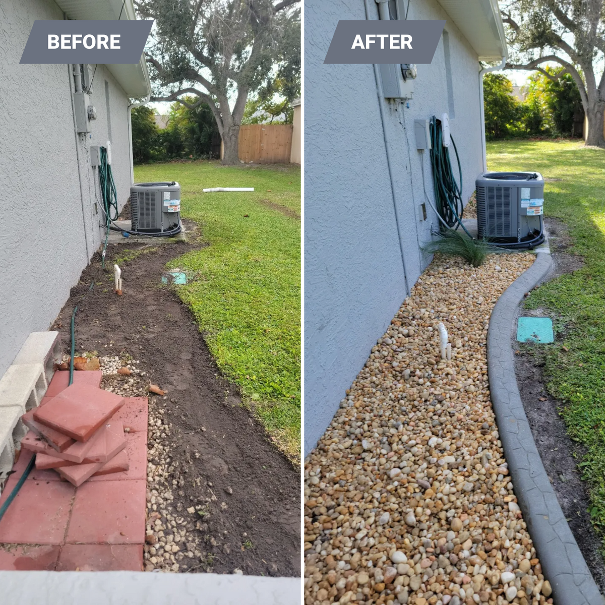 New Landscape Before and After for Advanced Landscaping Solutions LLC in Fort Myers, FL