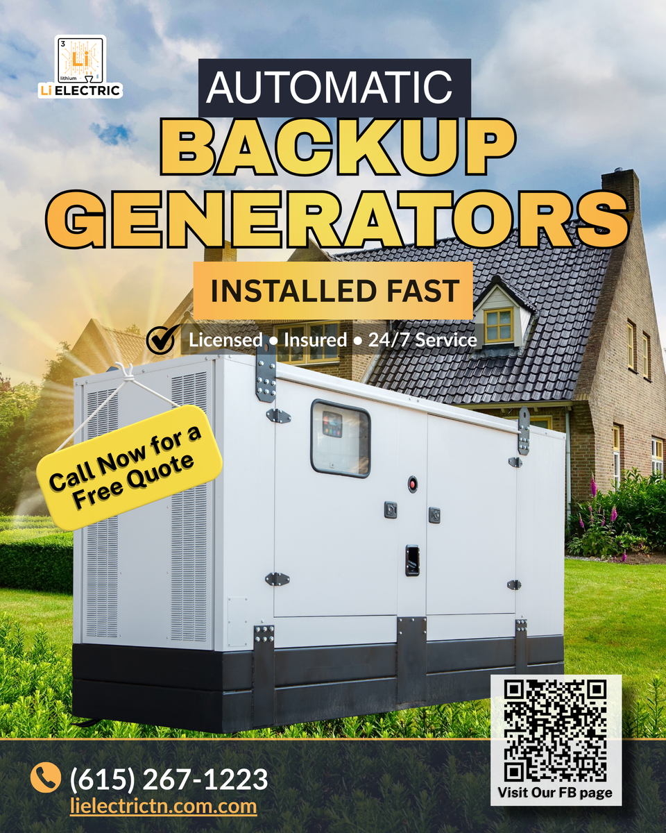 Automatic Standby Generators for Li Electric of TN in Columbia, TN