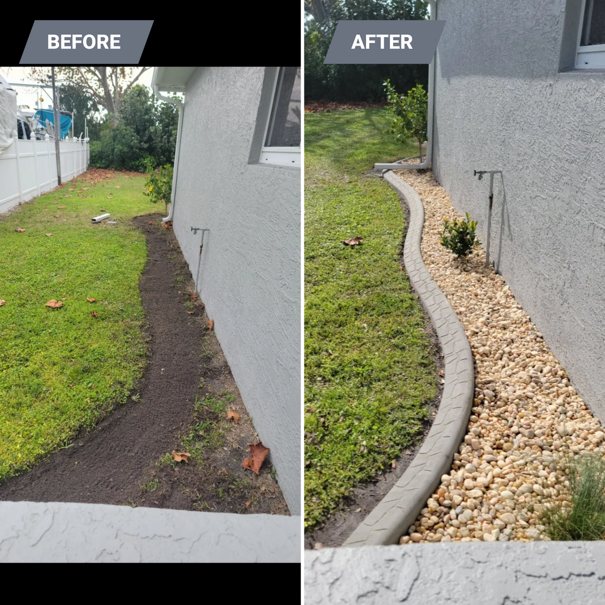 New Landscape Before and After for Advanced Landscaping Solutions LLC in Fort Myers, FL