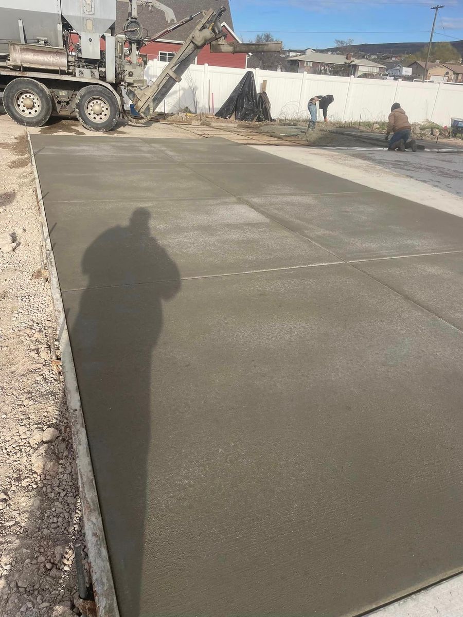 Concrete Slab Mixed fresh and pours on site for Ward Mobile Pour Concrete in Tremonton, UT