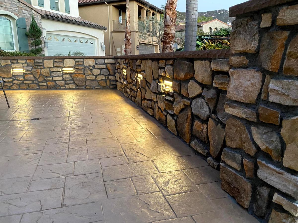 Stamped Concrete Installation for EVP Landscape in Santee, CA