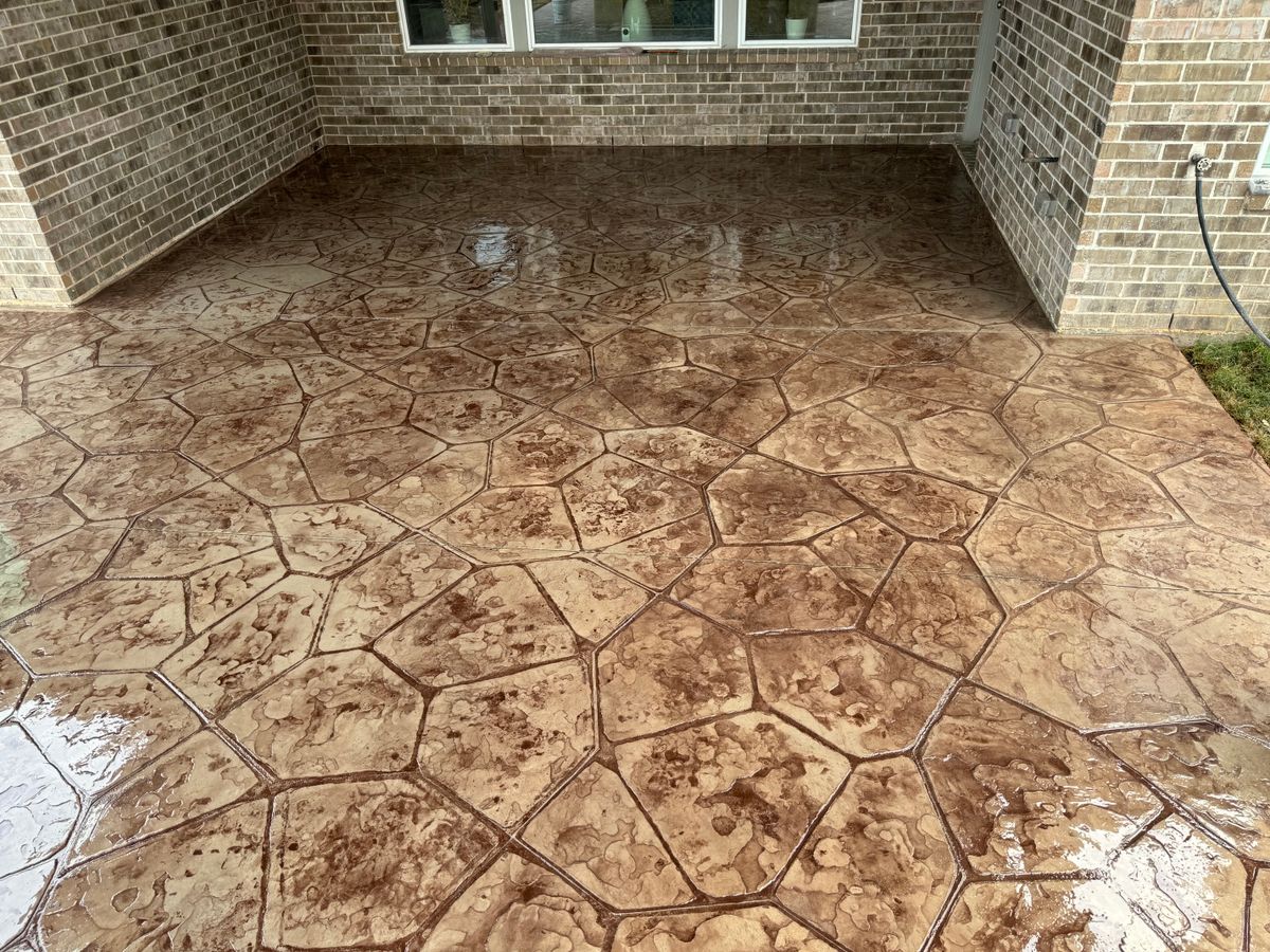 Stamped Concrete Installation for NG Concrete Services in Houston, TX
