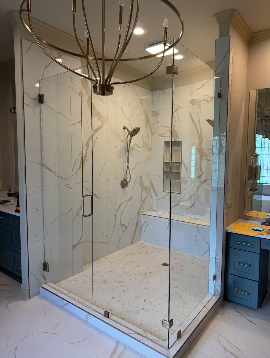 Frameless Shower Setup for Topline Glassworks in Kansas City, MO