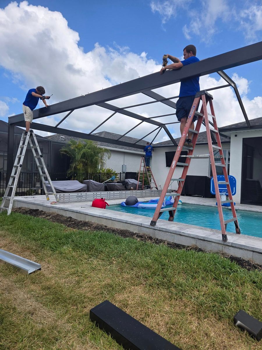 New Pool Cage Construction for Advanced Screen Services LLC in Punta Gorda, FL