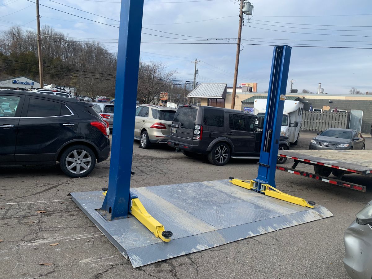 Car lift installation for Mrs. Mechanic LLC in Greensburg, IN