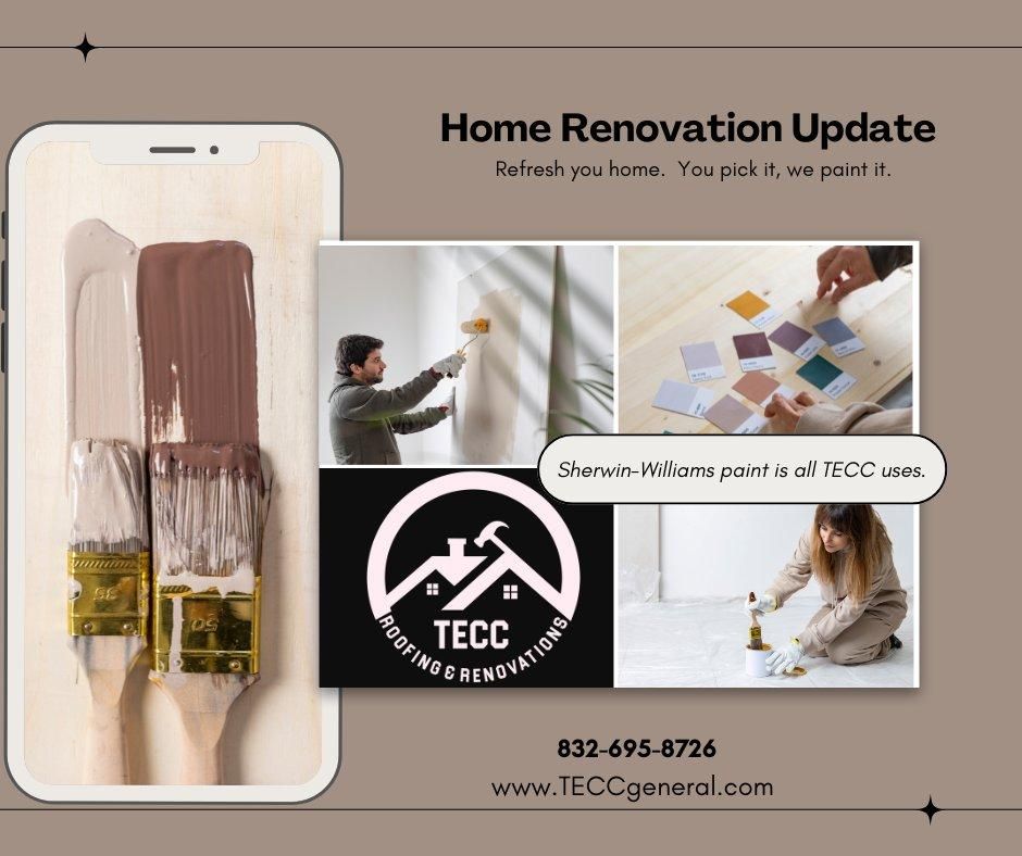 Painting for TECC Roofing & Renovations in Harris County, TX