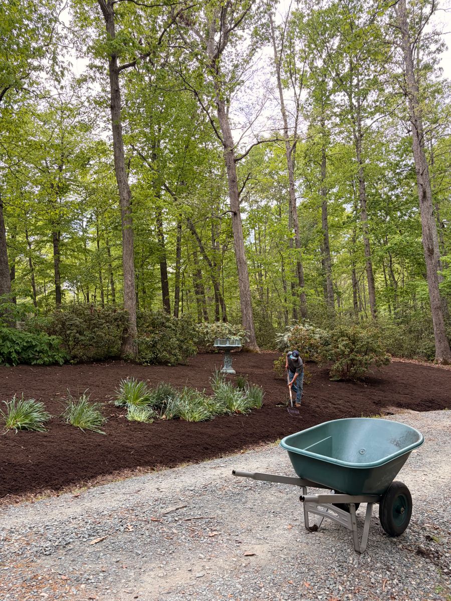 Mulch Installation for Valencia’s Lawncare in Charlottesville, VA