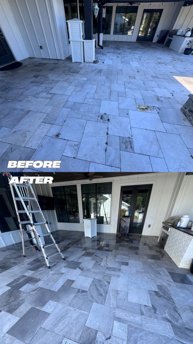Paver/ Traventine Hardscape Cleaning & Sanding for Royal wash in The Woodlands, TX