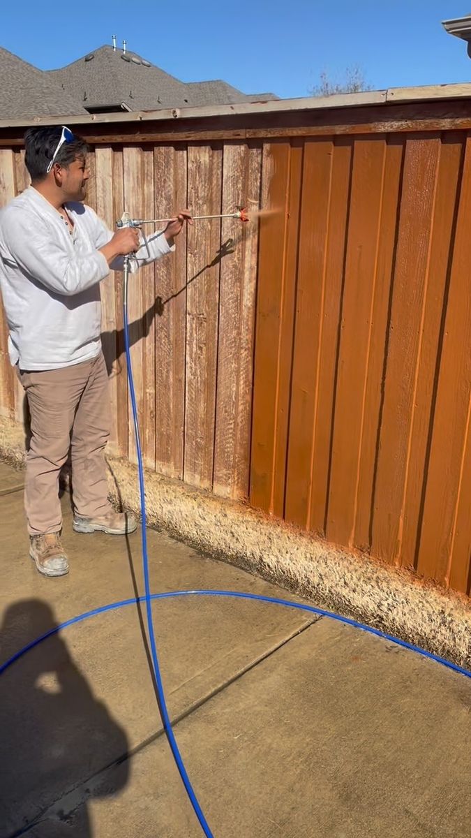 Fence Staining for Magnolia Landscape & Design in Aledo, TX