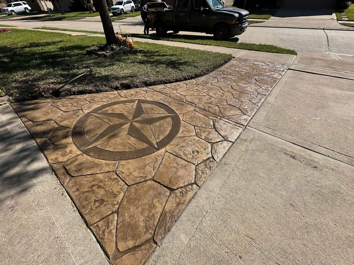 Stamped Concrete Installation for NG Concrete Services in Houston, TX