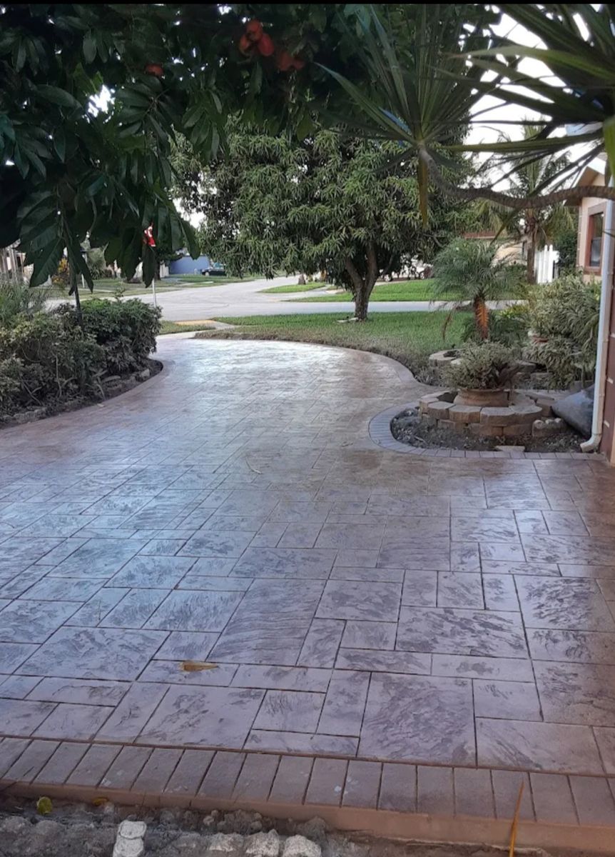 Stamped Concrete Installation for Beautiful and Affordable Stamped Concrete by Castilla Concrete Finish Design Corp in Sunrise, FL