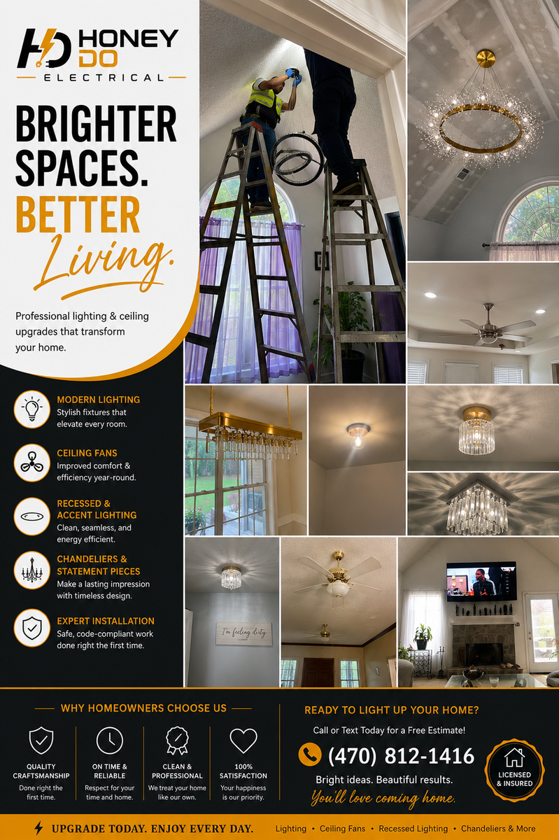 Lighting Installation and Repairs for Honey Do Electrical Services in Morrow, GA