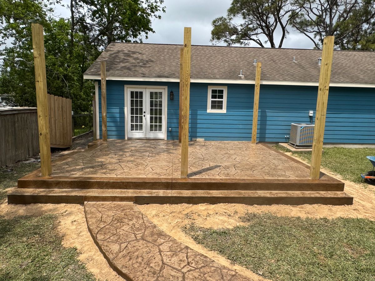 Stamped Concrete Installation for NG Concrete Services in Houston, TX