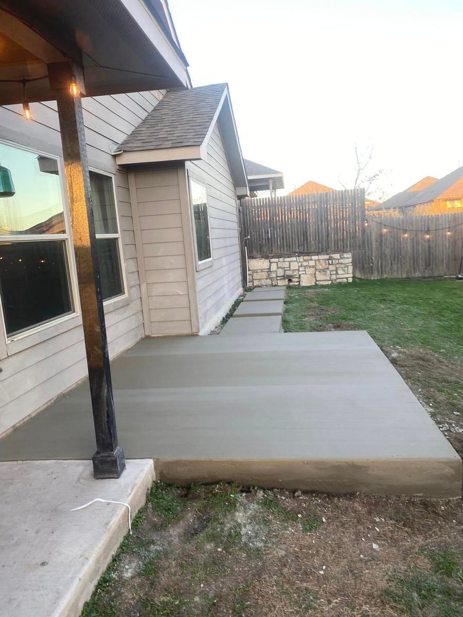 Patio & Sidewalk Installation for PC Concrete & Design in Austin, TX