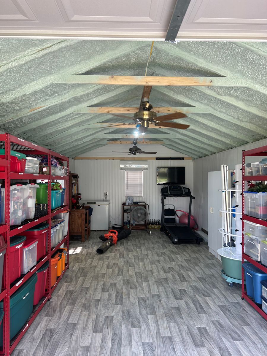 Spray Foam Storage sheds for CTE Roofing and Insulation in Dublin, GA