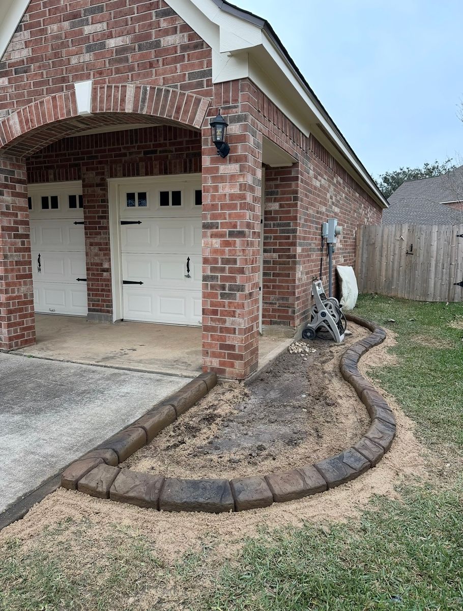 Custom Carved Concrete for Texas Curb N Borders in Houston, TX