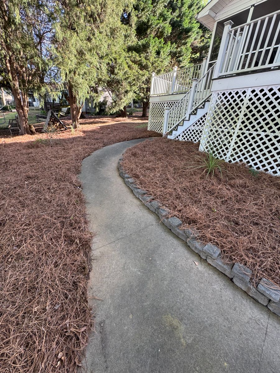 Pine Straw Installation for Grandview Lawn Care in Norwood, NC