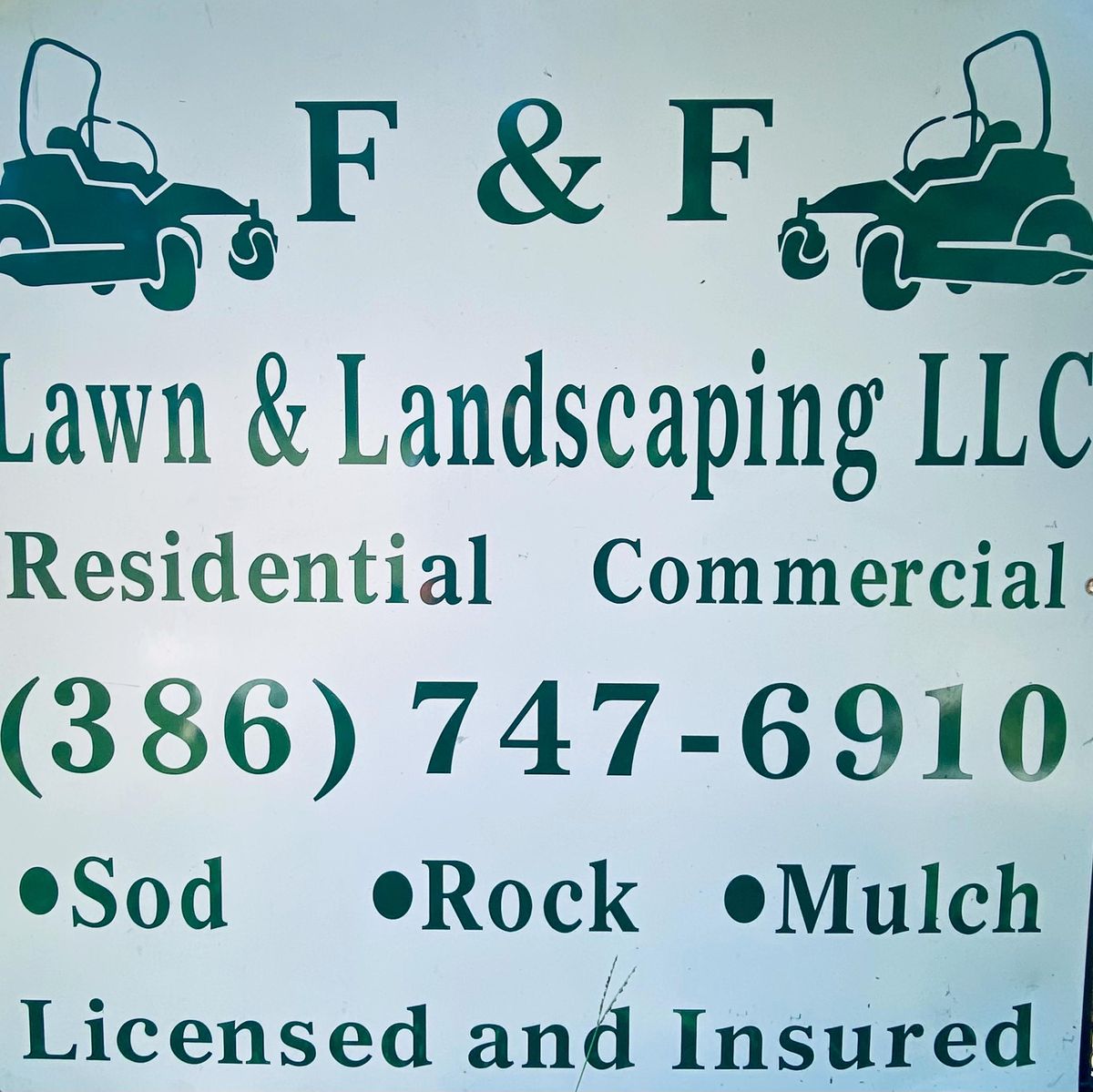 Mulch Rock Sod and Pine Needle Services for F & F Lawn & Landscaping LLC in Crescent City, FL