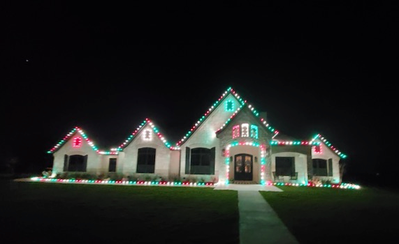 Custom Christmas lights for Teague Trees & Landscaping in Rendon, TX