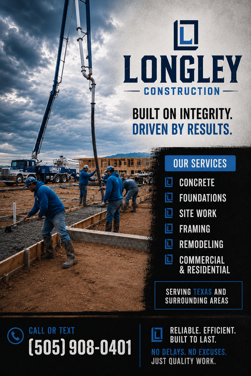 Concrete Installation for Longley Construction in Rio Rancho, NM