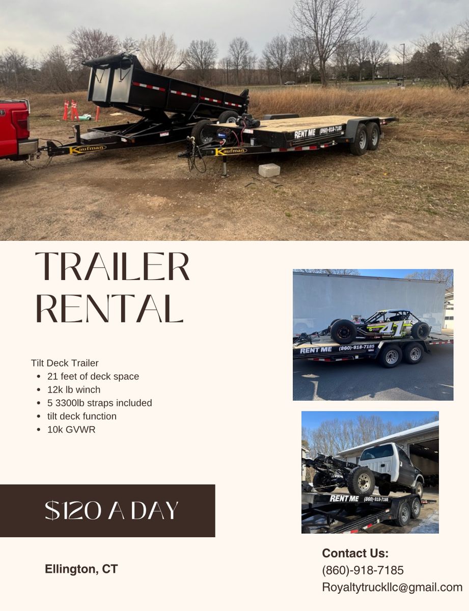 Tilt Deck Car Hauler for Chapman Rentals in Ellington, CT