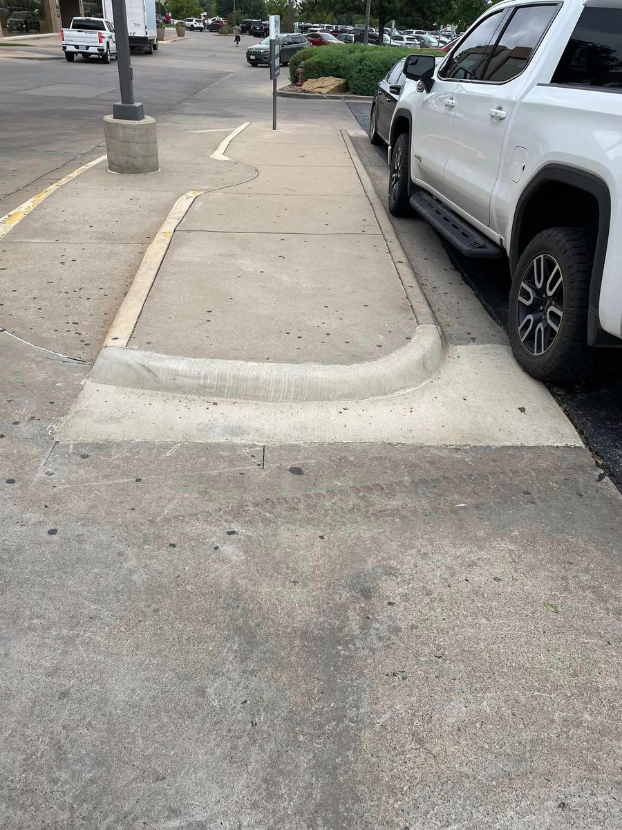 Commercial ADA Ramps, Sidewalk, Parking Bollards w/Signage, Curb/Gutter, Parking Lot Repair for Crete-Fleet in Abilene, TX