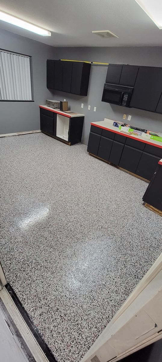 Ployaspartic Chip Coating for Majestic Concrete and Landscape in Cross Lake, MN