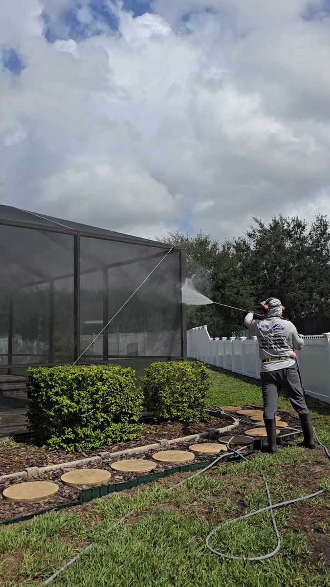 Pool Deck and Pool Cage Cleaning for BLUE STREAM ROOF CLEANING & PRESSURE WASHING  in Tampa, FL