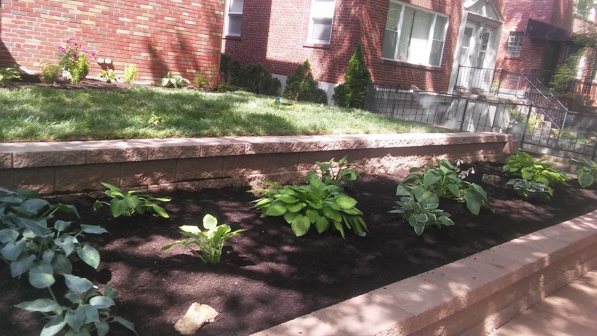 Mulch Installation for VQ Land & Stone in St. Louis, MO