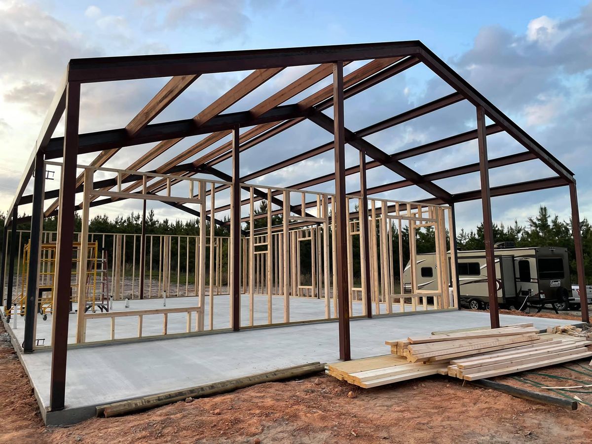 Hybrid Metal Building Construction for Barber Metal Fabrication and Construction LLC in Huntsville, TX