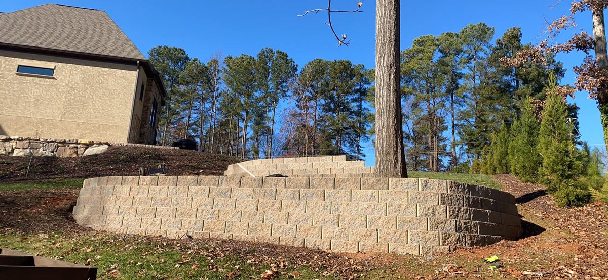 Retaining Wall Construction for L & C Landscaping in Statesville, NC