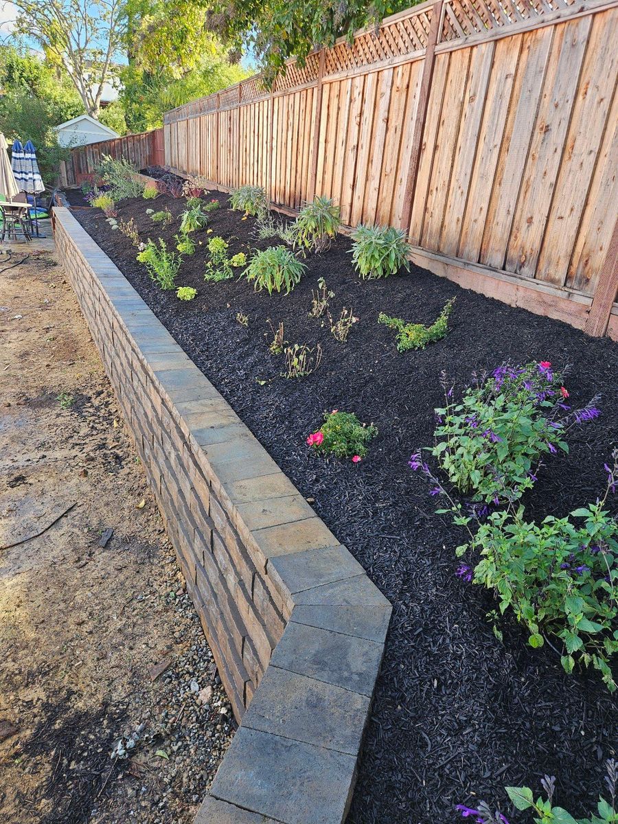 Block, Boulder and Timber Wall Construction for Martin Stanko Landscape Construction in Livermore, CA