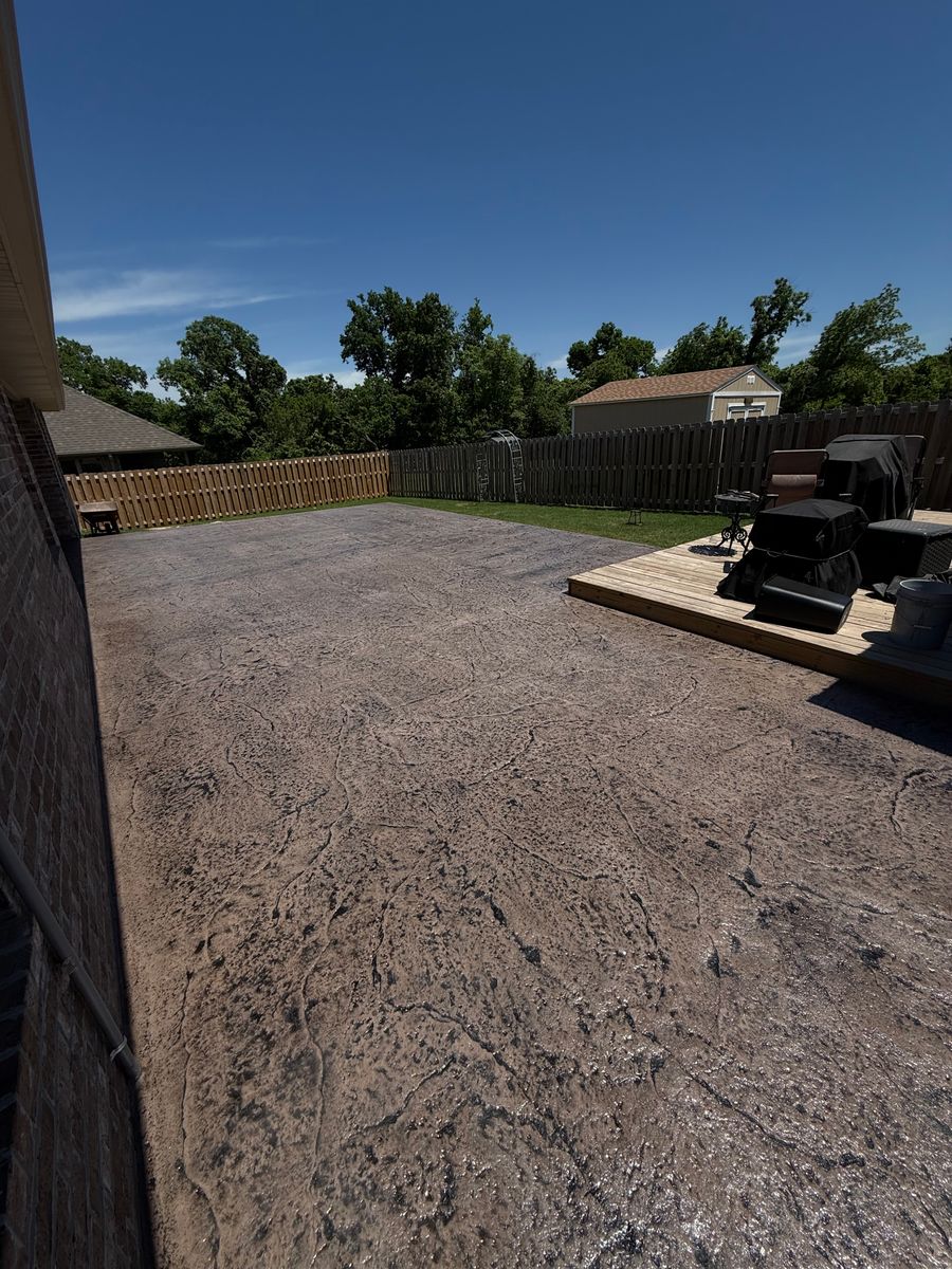 Stamped Concrete Installation for Modern Concrete LLC in Lowell, AR